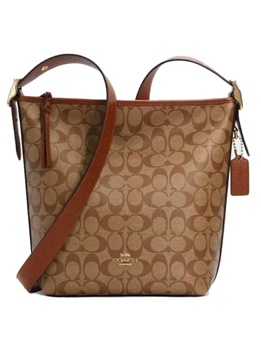 Coach Val Duffle Signature Khaki Redwood Bag Zipper Shoulder Handbag Purse NEW